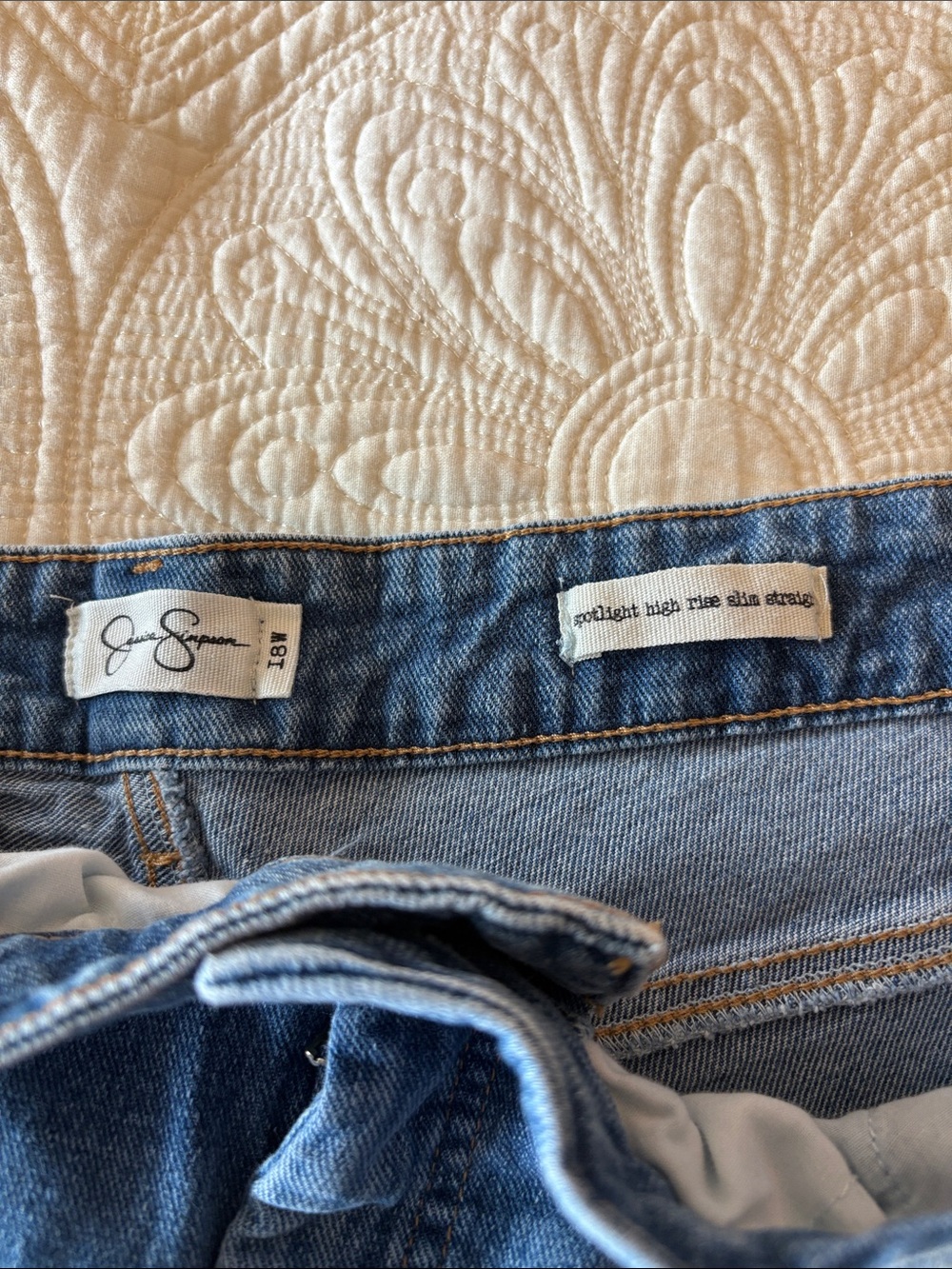 Jessica Simpson Mid-Blue Ankle Crop Straight Jeans - Picture 3 of 5